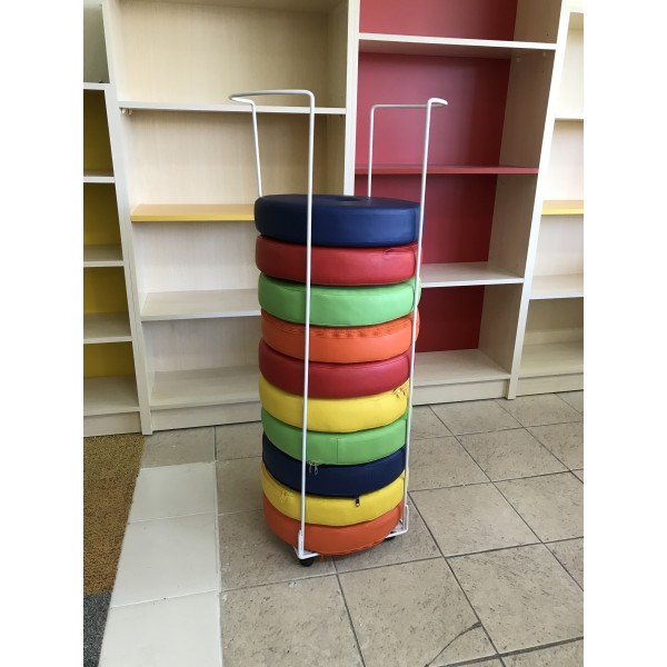 Set de 10 Pouf Redondos con  Carro